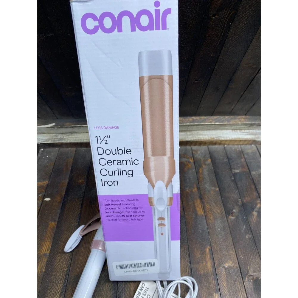 Conair Double Ceramic 1 ½-Inch Curling Iron White/Rose Gold CD703L
